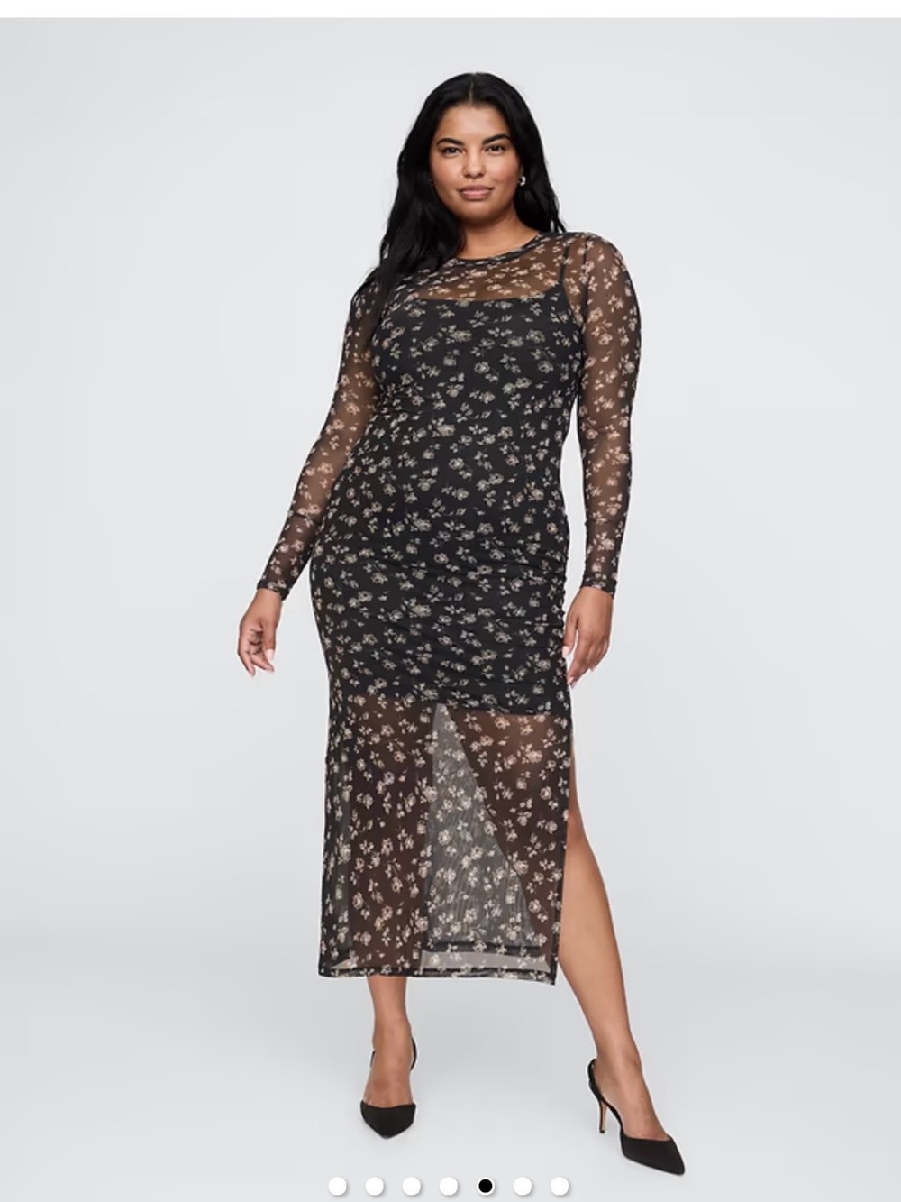 GAP XL Sheer Mesh Ditsy Floral Midi Dress with Slip - NWT 90s Grunge Plus Size